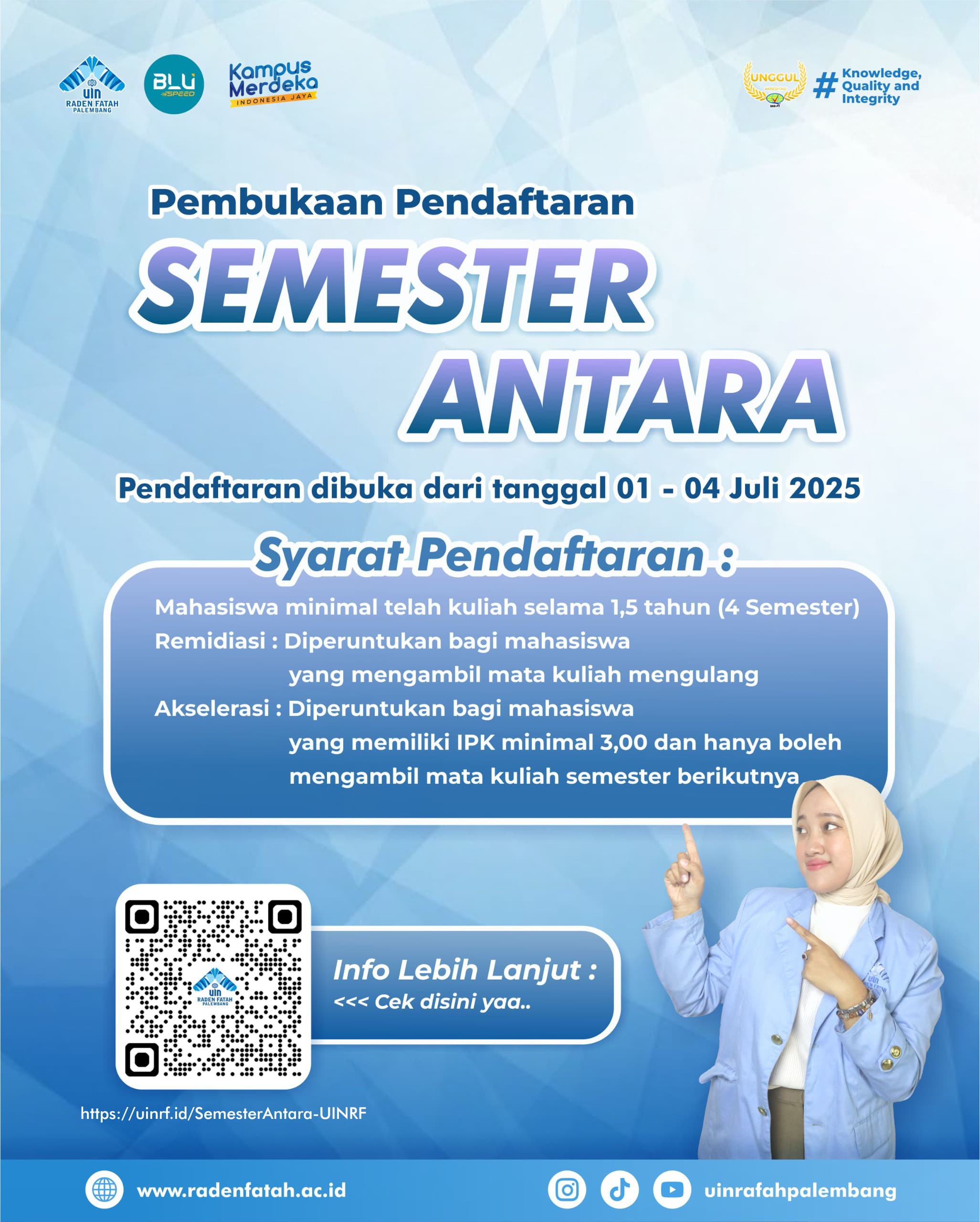 Pendaftaran Semester Antara UIN Raden Fatah Palembang